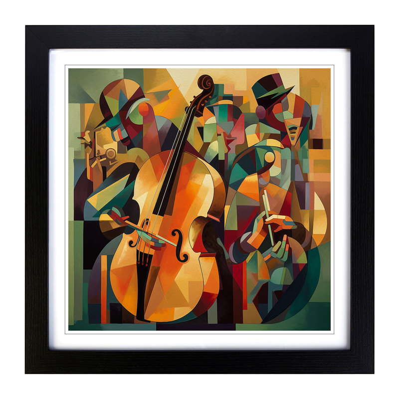 Jazz Cubism - Single Picture Frame Print on Wood, Black