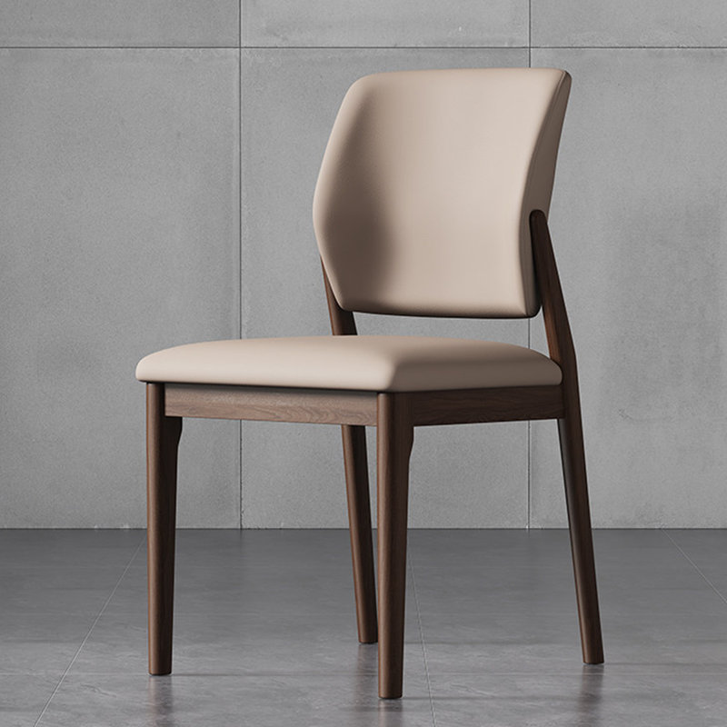Light-brown Dark-walnut Solid back side Chair(Set of 2)