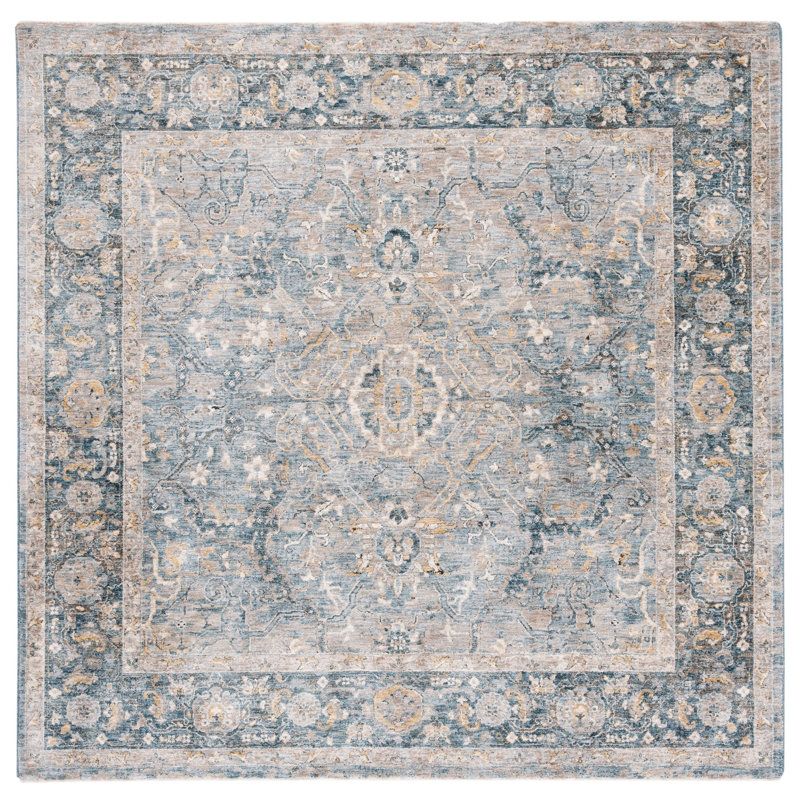 Tapis oriental gris clair / bleu Ladora, Carré 6 pi 4 po
