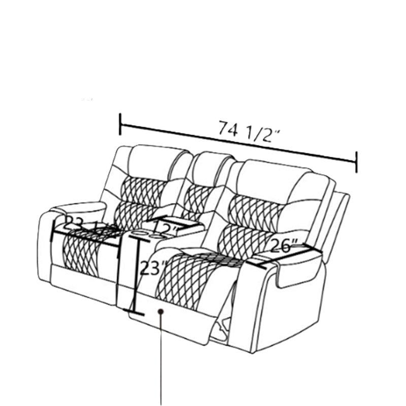 Dark Brown Breathable Leather 74.5" Recliner Loveseat