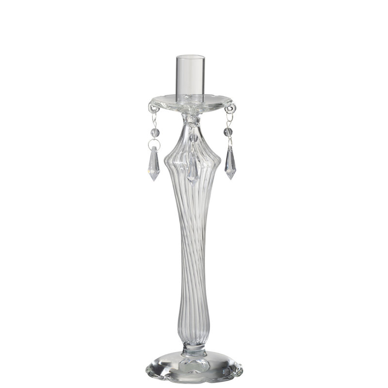 Glass Tabletop Candlestick, 28cm H x 8.5cm W x 8.5cm D