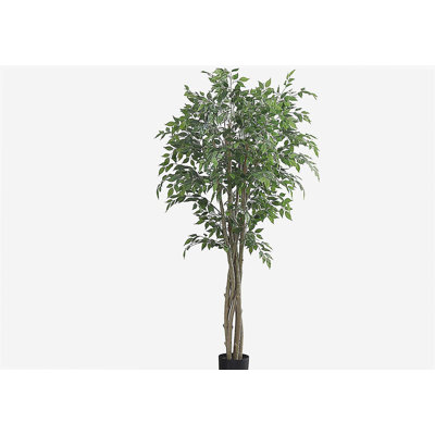 Plante artificielle, 79 po de haut, ficus, plancher, vraie touche, pot, feuilles vertes, pot noir