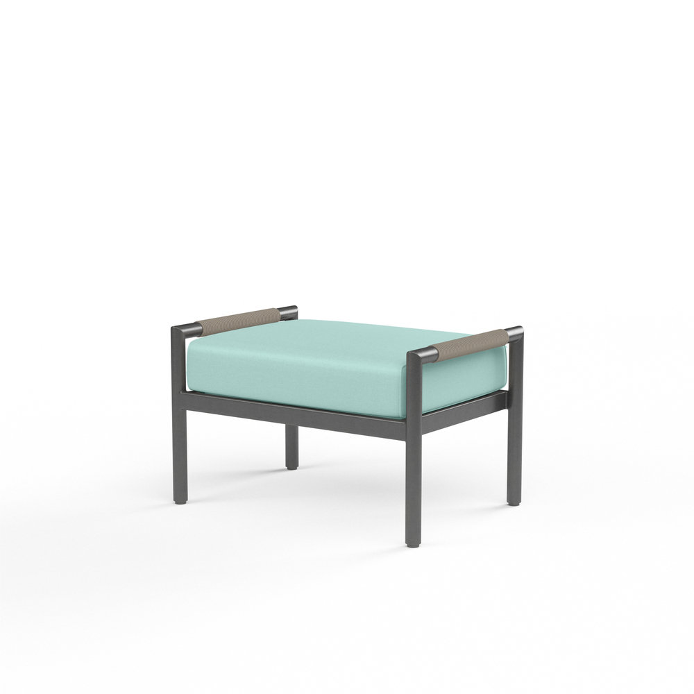 Esme Sunbrella® Patio Footstool, Dupione Celeste Sunbrella®