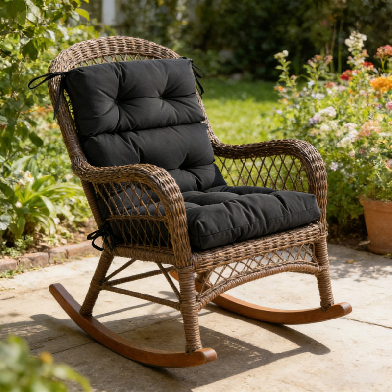 Indoor And Outdoor Chair Seat Cushions And Backrests Rattan Chairs Garden Seat Cushions, Black