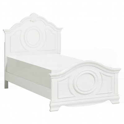 Lit simple à panneau Classic Classic Finition blanche - Aucun sommier tapissier nécessaire, robuste et amp; Élégant