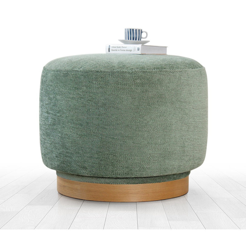 Élégant pouf rotatif à 360 °, housse en coton vert, 21,7 po x 16,9 po | 100% coton, éponge dure moyenne (2,4 pouces d'épaisseur) | Pieds en bois de chêne durable, parfaits pour le salon ou la chambre à coucher