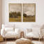 «Peaceful Pastoral Landscape Prints Rolling Hills & Farm Nature Wilderness Illustration Decor», 2 pièces sur toile-98249457-98249456