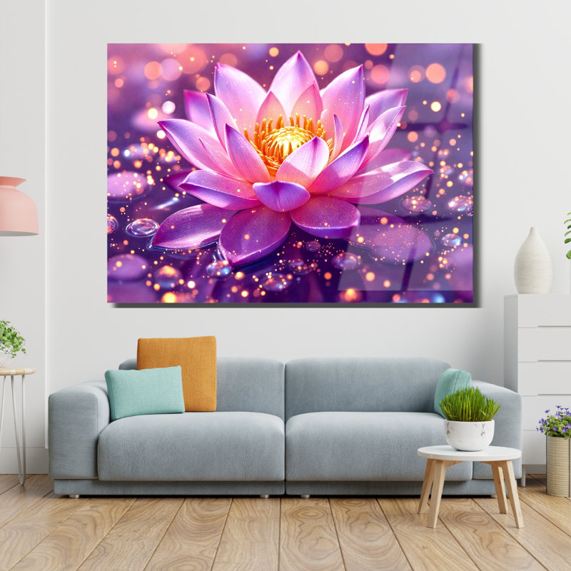 Art mural en verre trempé rose, 24" H x 36" W