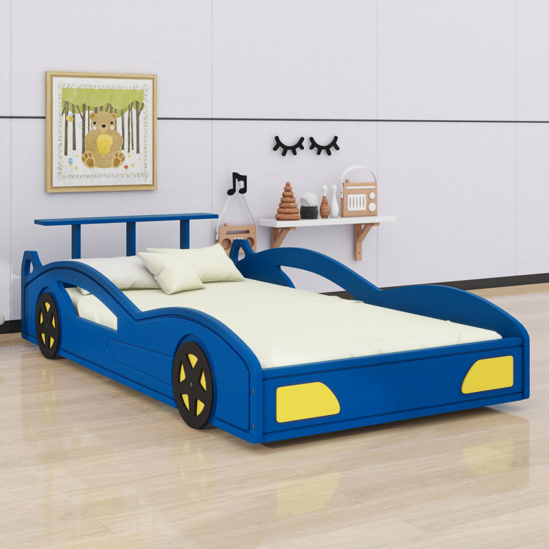 Wooden Race Car Bed, Blue