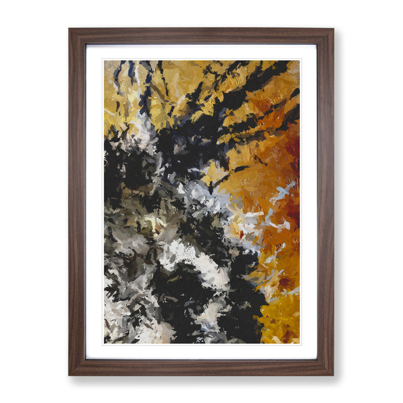 Broken Form Abstract - Wall Art, 66cm H x 48cm W x 2cm D, Walnut Framed, White