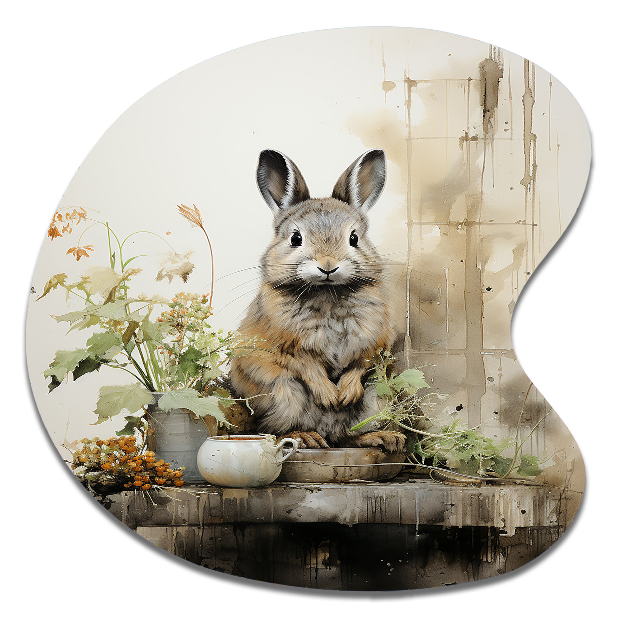 Latitude Run® Asian Art Rabbit Sumi I - Rabbit Drop Shape Assymterical ...