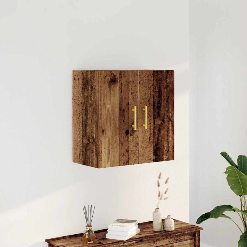 Wall Cabinet 60X31x60 Cm Engineered Wood, Old Wood/Gold