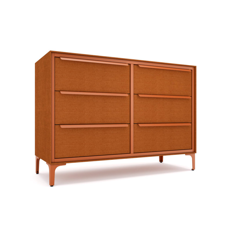 Naima 6 Drawer Fabric Dresser – Orange, Orange, 14"D x 39.5"W x 28"H (6 Drawers)