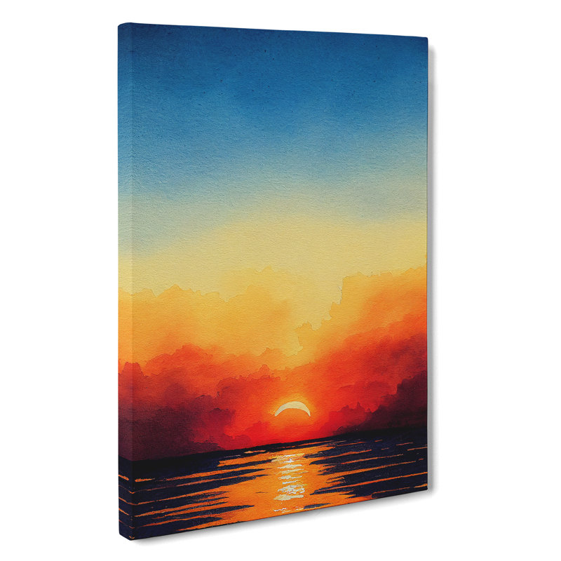 XC1022-5157X Watercolour Ocean Sunset No.1 - Wrapped Canvas Print, 60cm H x 40cm W x 3cm D