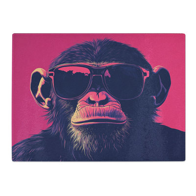 Monkey Portrait  Glass Chopping Board