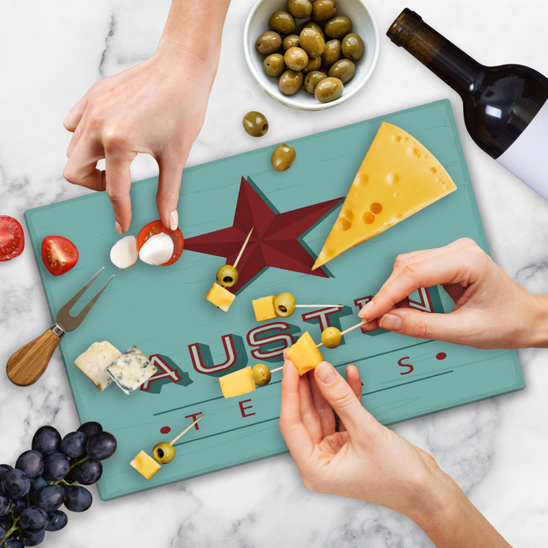 Planche à découper Ambesonne Austin grand libellé du Texas et une étoile de mer rubis pâle