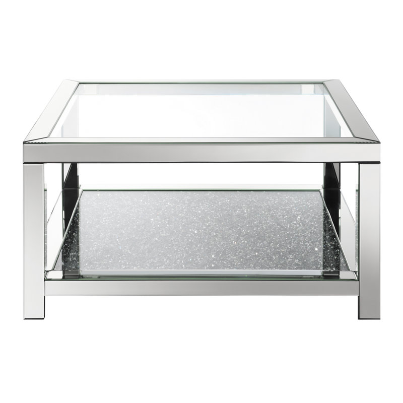 Emad Rectangular Coffee Table with Glass Top Mirrored and Clear