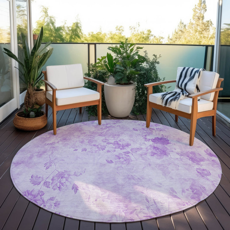 Alta Washable Floral Indoor / Outdoor Rug, Round 8'