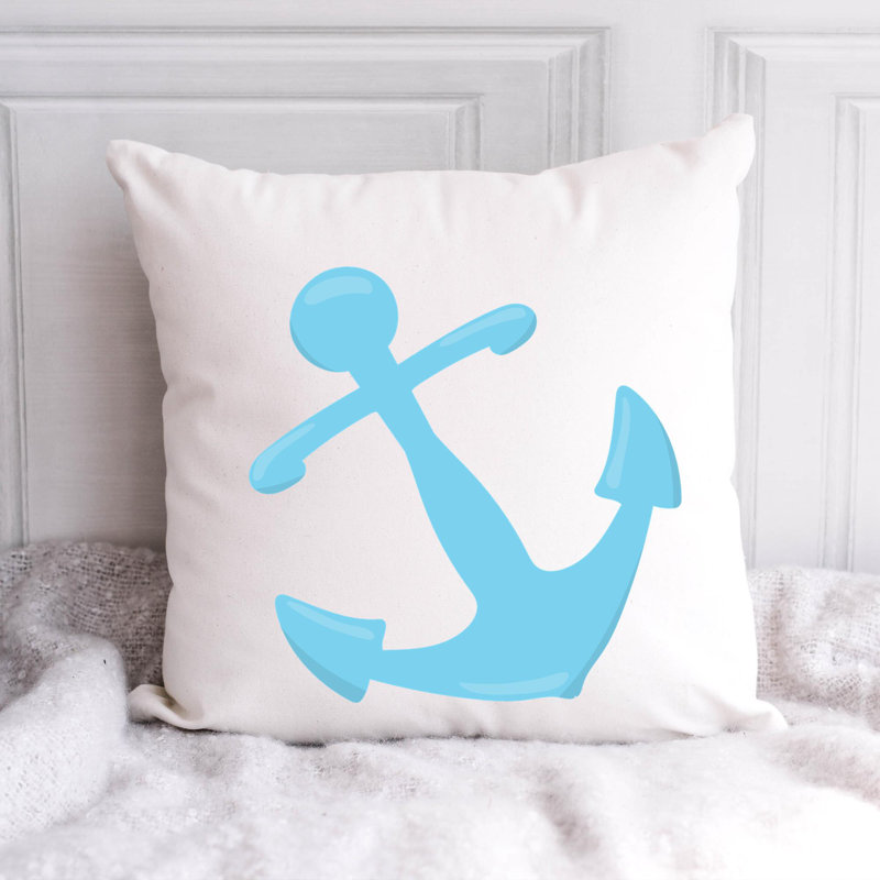 Nautical Sea Life_386 - Coussin décoratif avec coussin décoratif, H 14 po x l 14 po