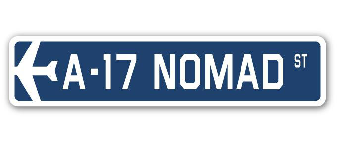 Plaque de rue militaire en aluminium Antonelli A-17 Nomad Air Force, H 6 po x l 24 po x P 1 po