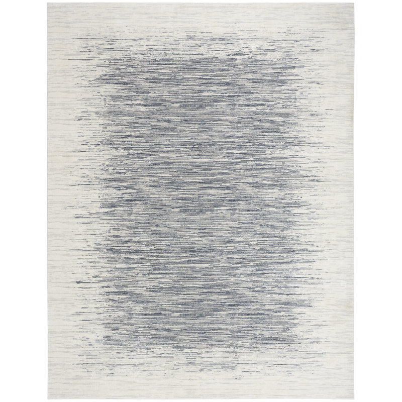 DKNY Grand Street 6' x 9' Ivory Blue Modern Indoor Rug, Rectangle 6' x 9'