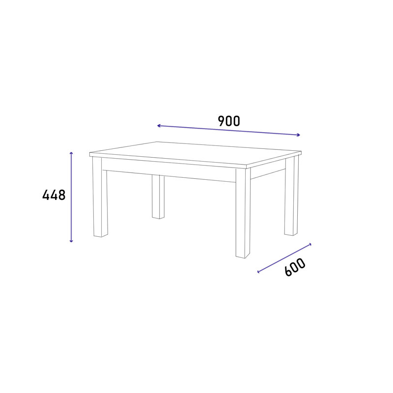 Elexius Four Leg Coffee Table, White, 44.8(cm)H x 90(cm)W x 60(cm)D