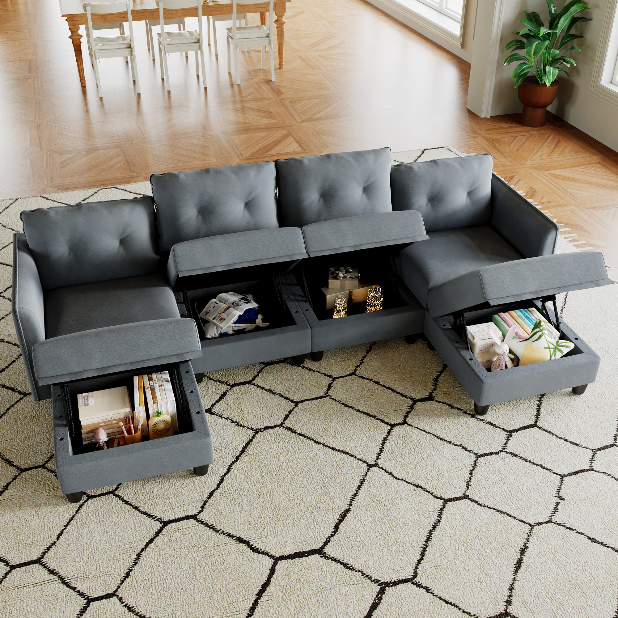 Hokku Designs Zendejas 6 - Piece Modular U-Shape Sectional Sofa with ...