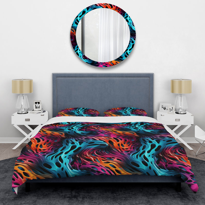 Futuriste rayé Fusion I - Ensemble de housse de couette à motif abstrait - Microfibre de polyester