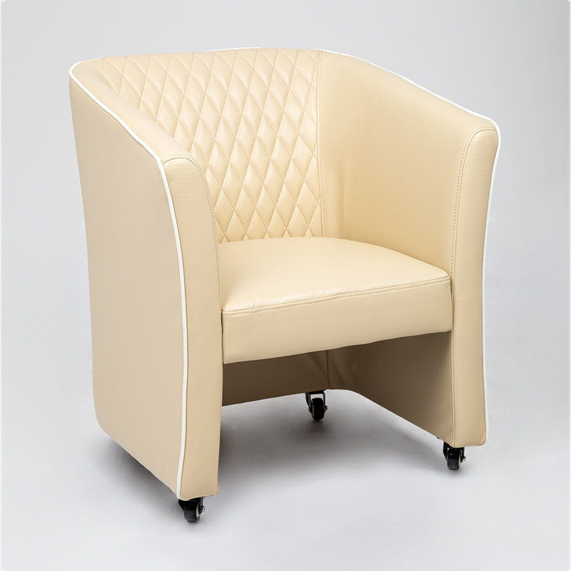 Fauteuil club Nitya, Similicuir crème