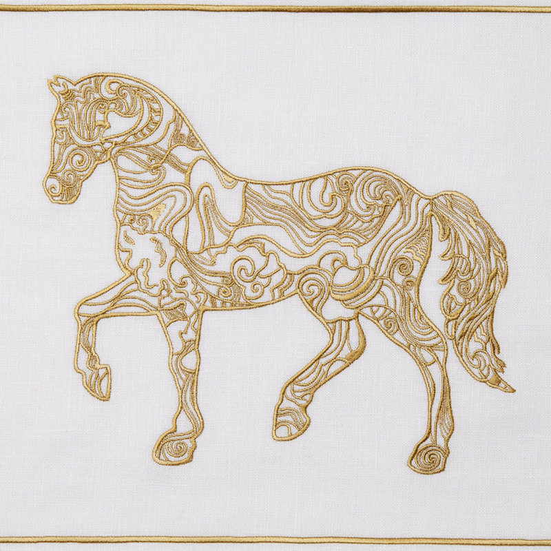 Lunar New Year Linen Square Napkins, White/Gold