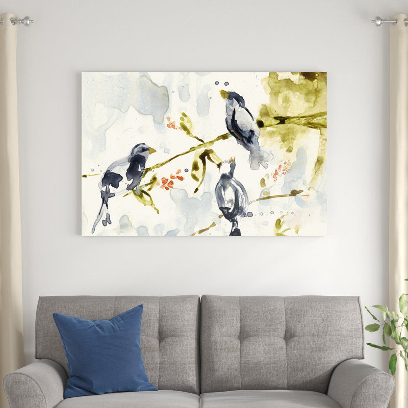 «Morning Conversation I» par Jennifer Goldberger - peinture sur toile tendue, H 32 po x l 48 po x P 1,25 po