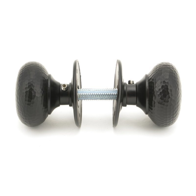 Hammered Mushroom Mortice/Rim Knob Set, Aged Bronze