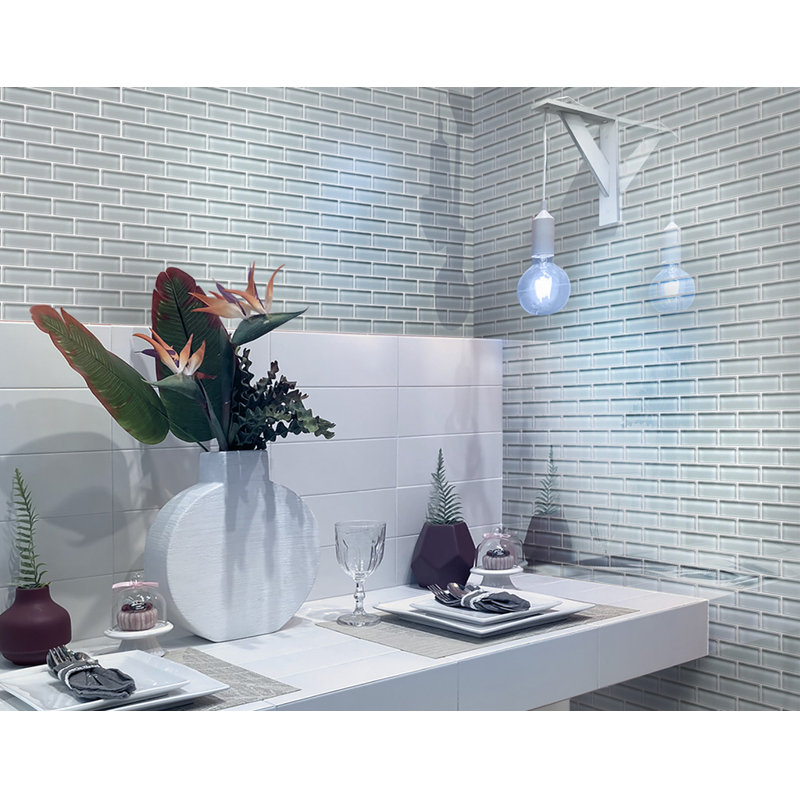 11.9"X 11.9" Polished Glass Brick Tile, Gray