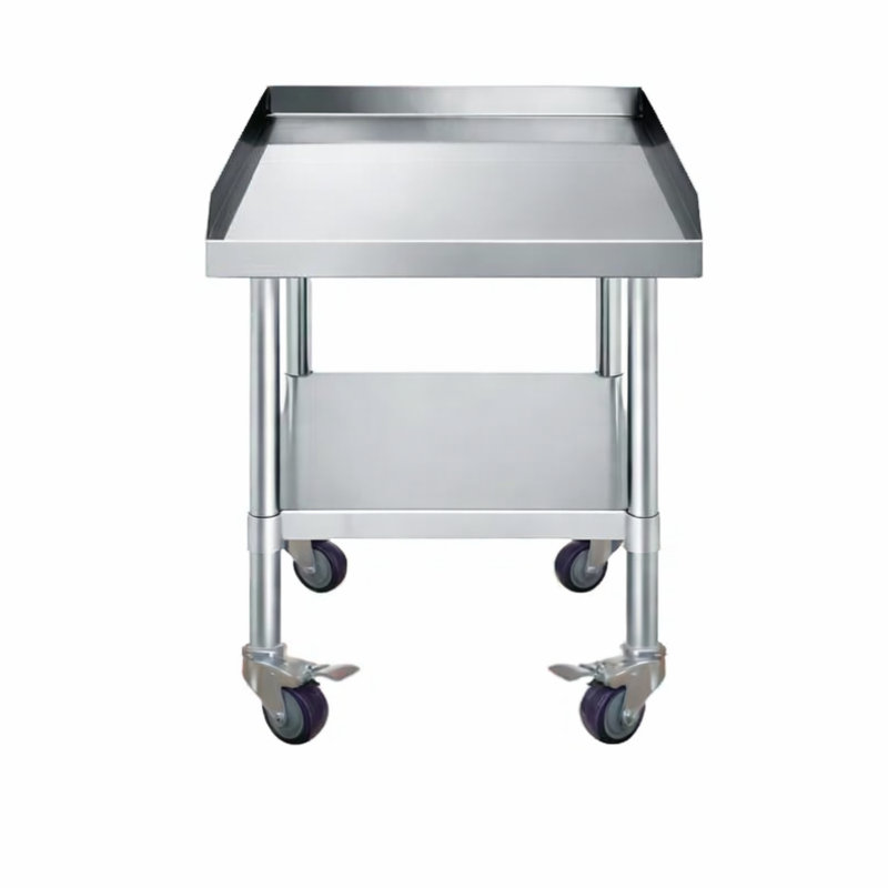 Heavy-Duty Stainless Steel Rolling Work Table, with Wheels and 3-Side Upturn. 30 in. W x 12 in. D, 27" H x 12" L x 30" D
