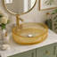 Lavabo de salle de bain en verre cristal Yuan³, 20 po, or clair, vasque sans robinet