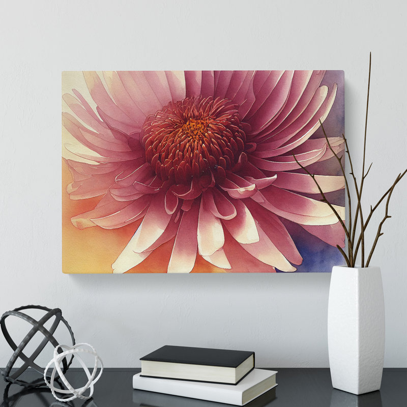 Chrysanthemum Watercolour Flower Vol.4 - Wrapped Canvas, 35cm H x 50cm W x 3cm D