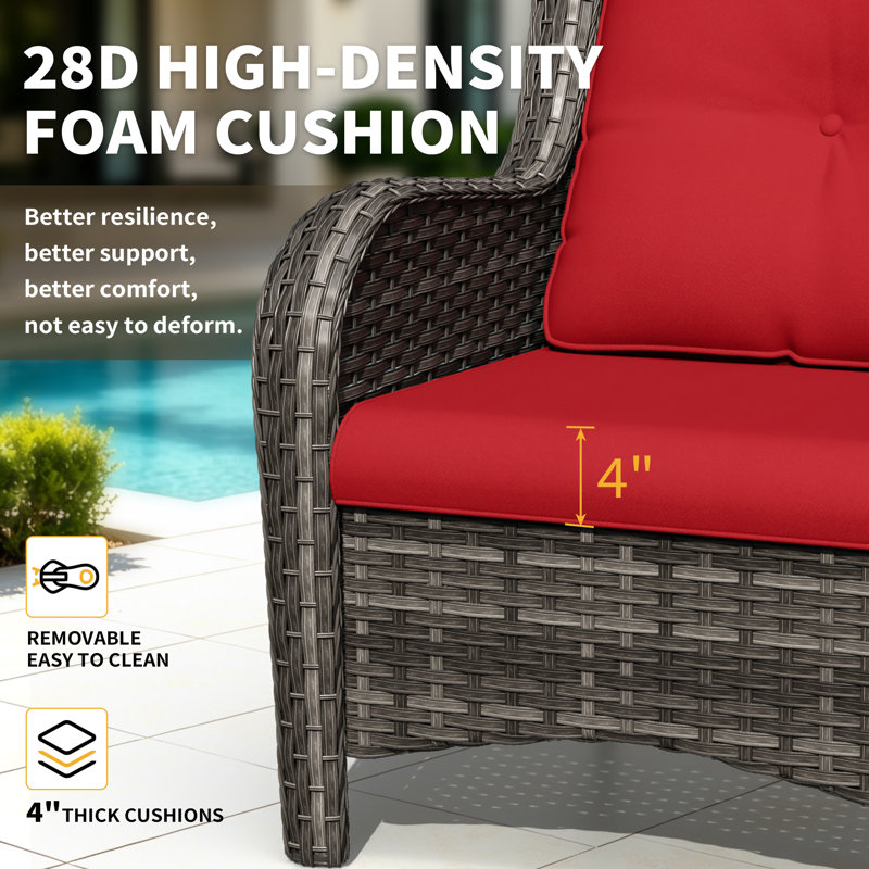 Anahit 6-Piece Outdoor Sofa Seating Group with Cushions, Red