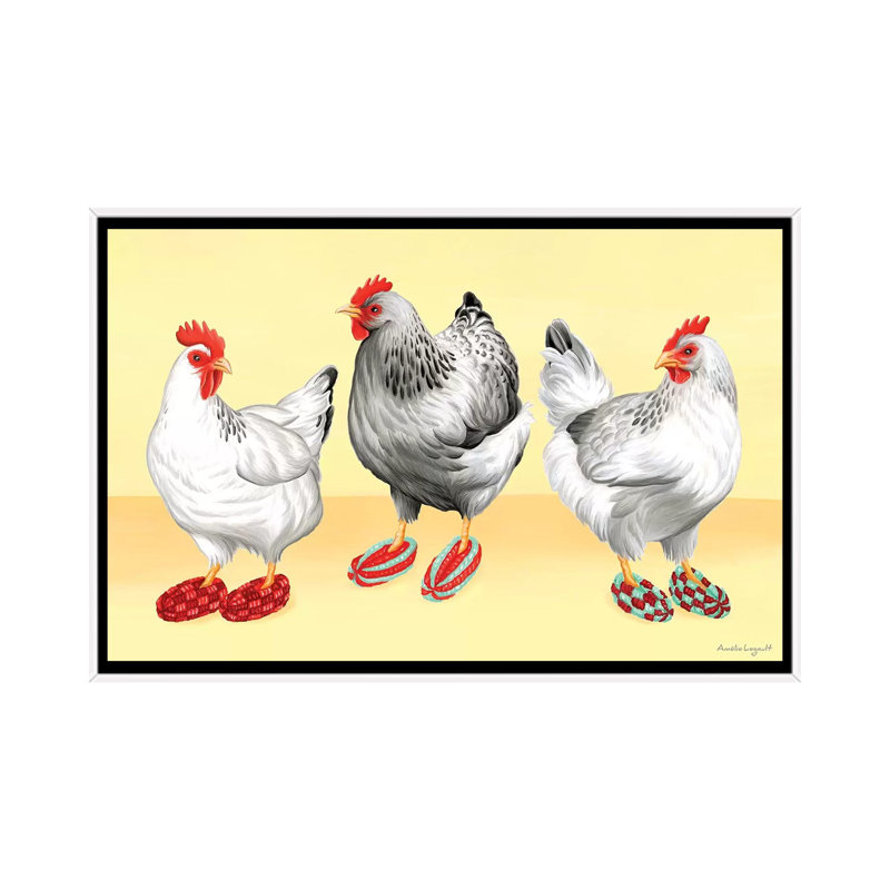 «Hens Slipper» par Amélie Legault - reproduction d'art, Toile blanche encadrée, Aucun mat, H 26 po x l 40 po x P 1,5 po