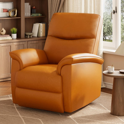 Fauteuil inclinable électrique pour le salon en similicuir, large canapé simple avec accoudoirs surdimensionnés, port de charge USB, capacité de 350 lb - idéal pour la chambre à coucher, la chambre de bébé, le cinéma maison - brun