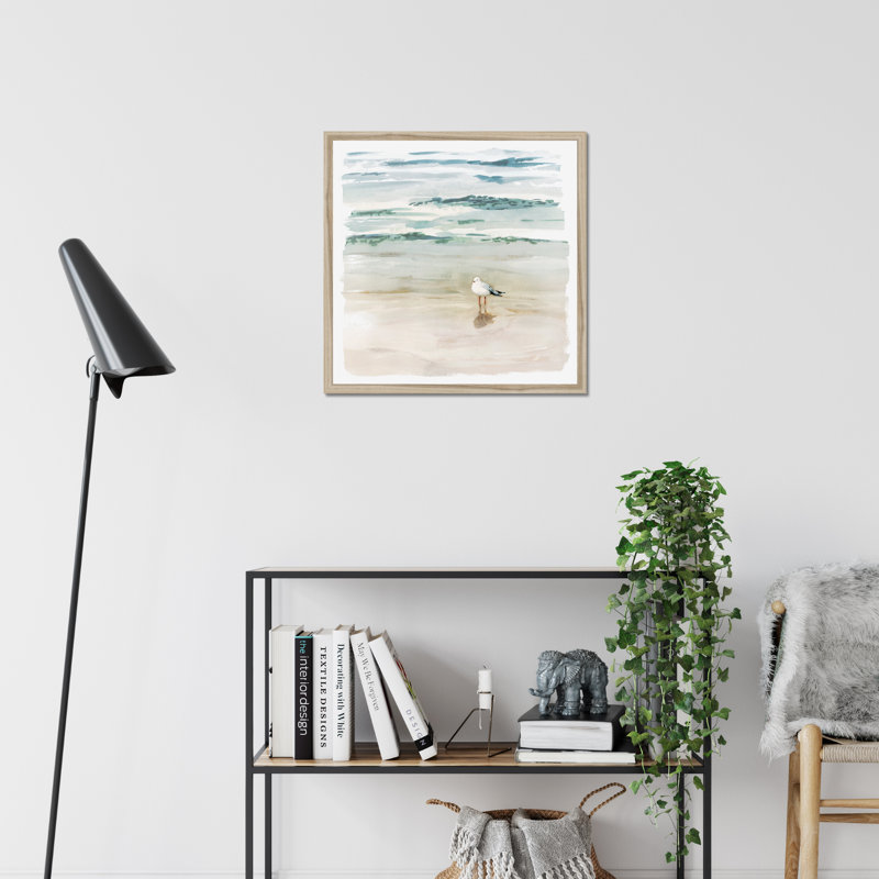 Seagull Cove II by Victoria Borges - Painting, Natural Wood Framed Paper Print, 34cm H x 34cm W