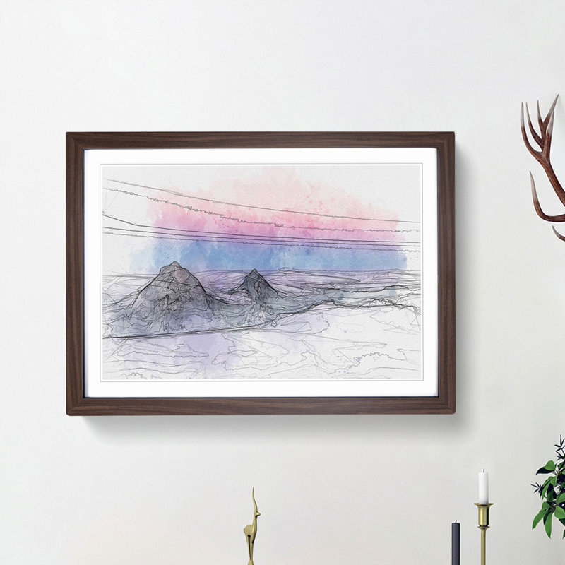 Clouds over the Swiss Mountains in Abstract - Picture Frame Graphic Art Print, 48cm H x 65cm W x 2cm D, Walnut Framed
