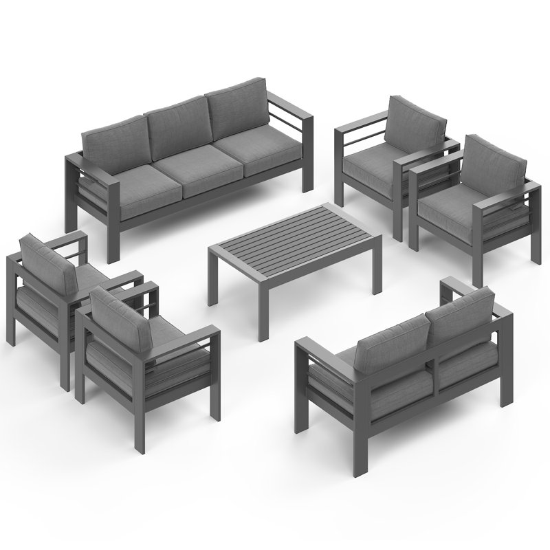 Outdoor Patio Furniture Set With Upgraded Cushions, 4, Gray, Gray