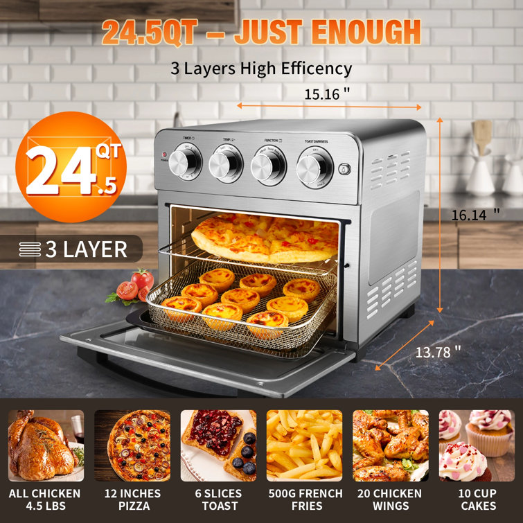 Emeril Power Grill 360, 6-in-1 Countertop Convection Toaster Oven with Top  Indoor Grill, Air Fry, Roast, Toast, Bake, Dehydrate, Glass Lid, Stainless