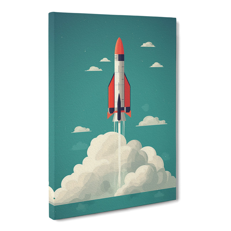 Rocket Minimalism No.2 - No Frame Print, 50cm H x 35cm W x 3cm D