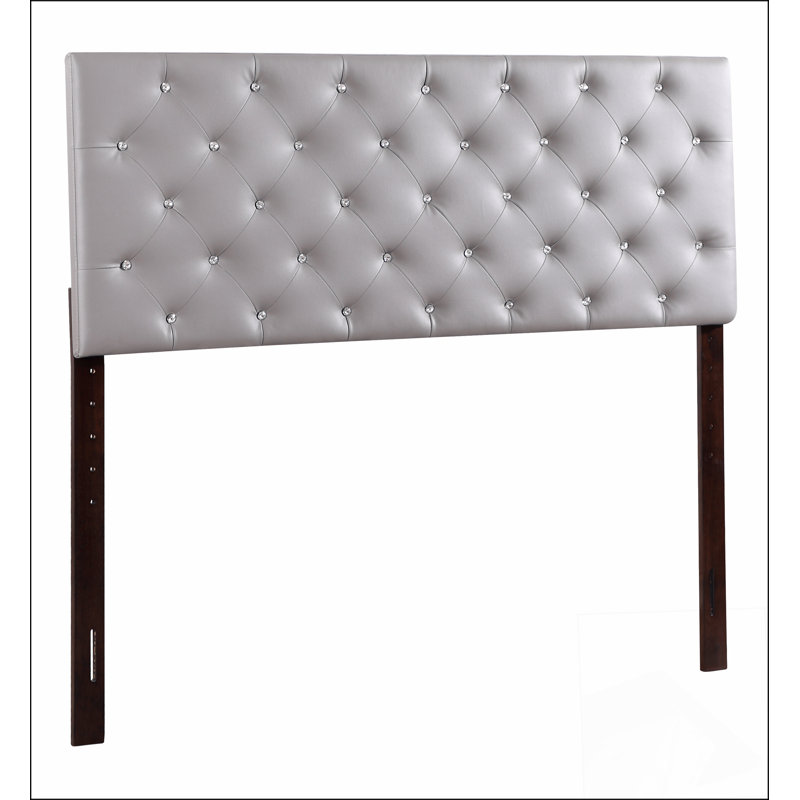 modern bed Frame with headboard for bedroom, Full/Double, Light Grey