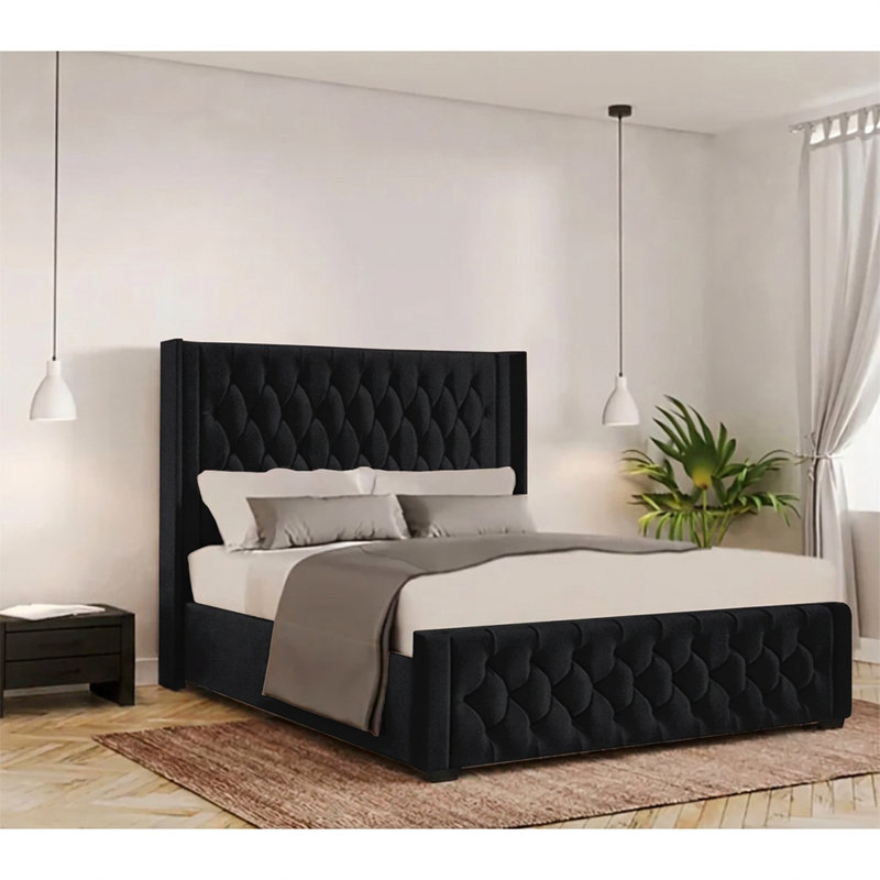 Barrientez Upholstered Ottoman Storage Bed, Black, Single (3')
