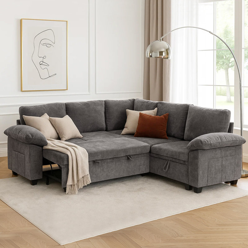 Canapé rembourré avec repose-pieds, Gris