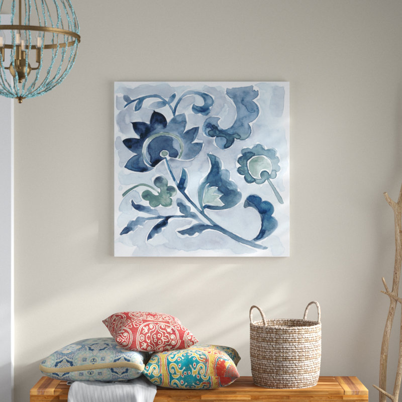 Peinture sur toile tendue Indigo Ornament VI, H 36 po x l 36 po