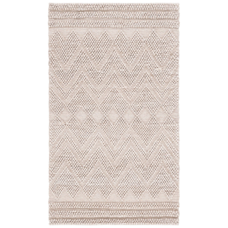 Natura Hand Woven Wool Pet Cotton Chevron Rug in Beige, Rectangle 3' x 5'