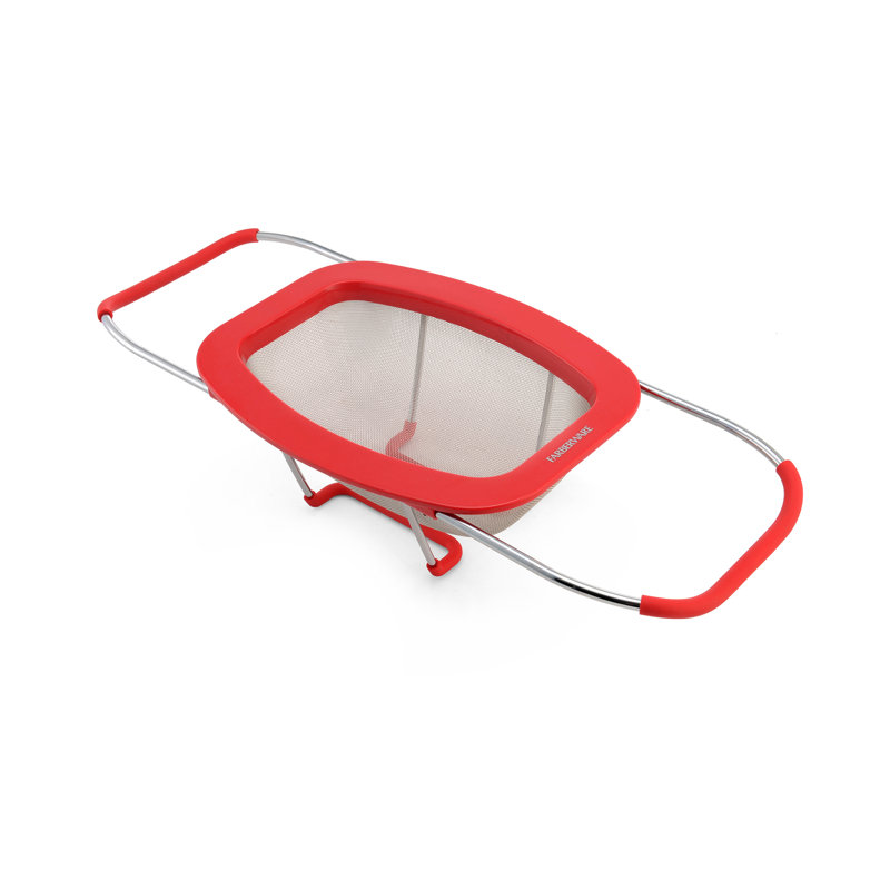 Red Stainless Steel Expandable Over-The-Sink Colander